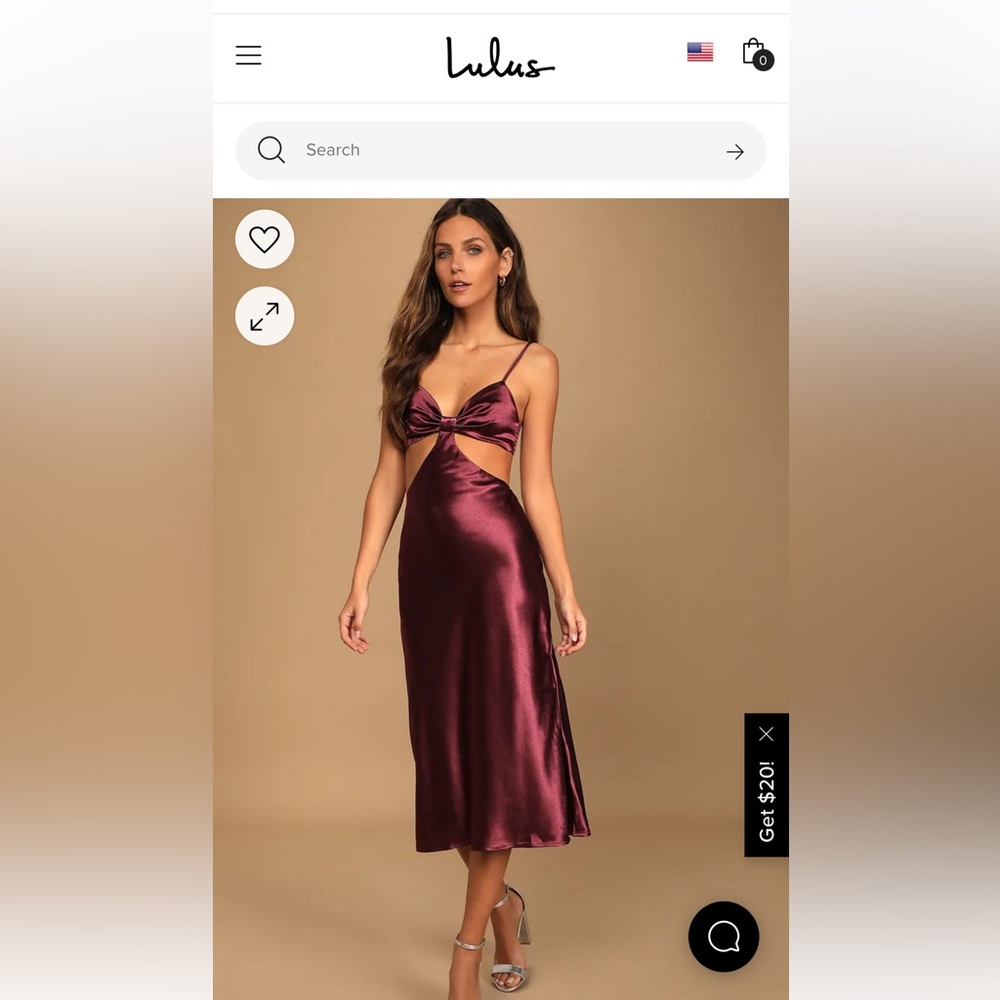 NWT Plum Purple Satin Cutout Midi Dress by LuLus
